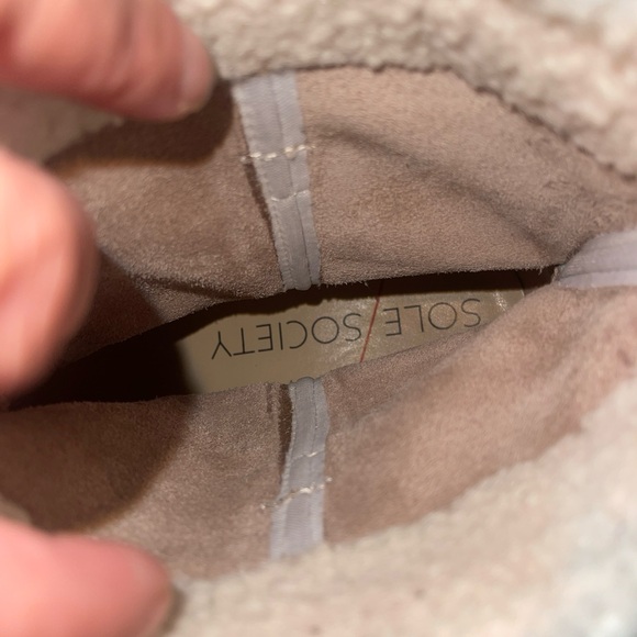 Sole Society Verona Brown Suede Ankle Boot Size 10 M Faux Shearling Trim Pull On - Picture 6 of 7